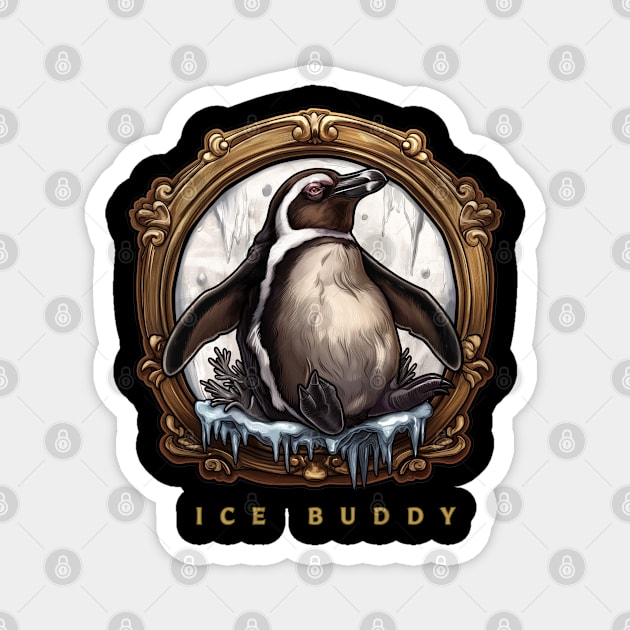 Penguin "Ice Buddy" , Penguin Gift , Penguin Lover , Penguin Cartoon Magnet by Mary_Momerwids