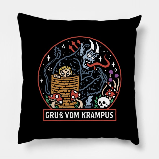 Gruß vom Krampus Pillow by Dustin Wyatt Design