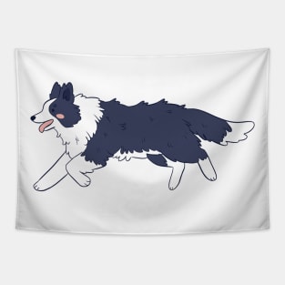 Cute running border collie illustration Tapestry