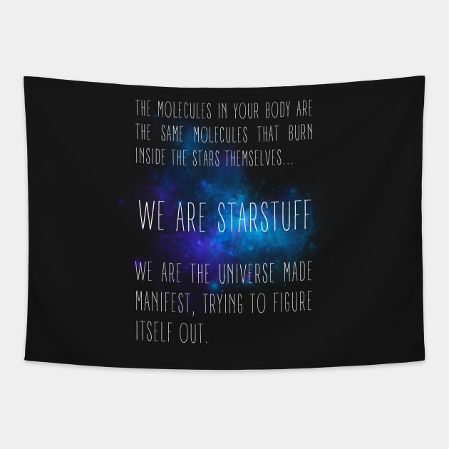 We Are Starstuff - Blue Nebula - Black - B5 Sci-Fi Tapestry by Fenay-Designs