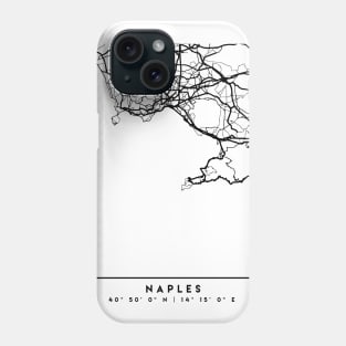 NAPLES ITALY BLACK CITY STREET MAP ART Phone Case