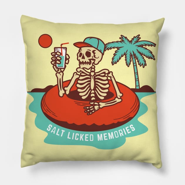 Salt Licked Memories Vintage Skeleton Pillow by waltzart