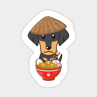 Funny Dachshund Eating Ramen Magnet