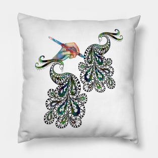 Adult  Coloring  in Art Peacock doodle Pillow