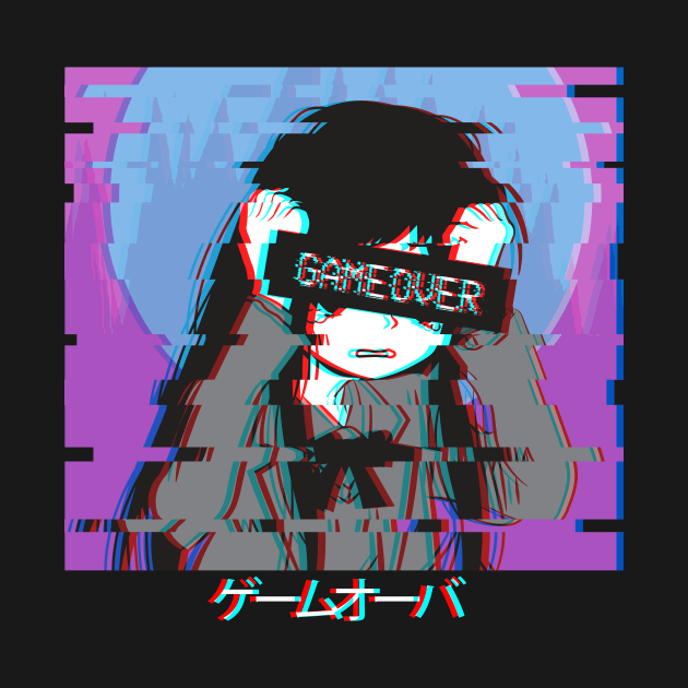 Game Over Sad Anime Girl Vaporwave Otaku Weeb by Alex21