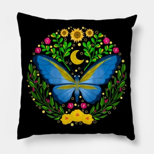 Flying Floral Butterfly Pillow