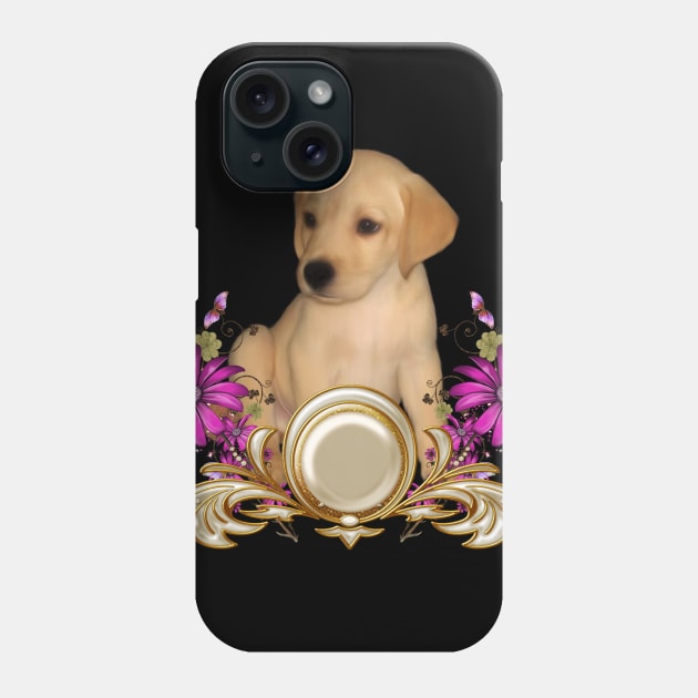 Cute little puppy with flowers Phone Case by Nicky2342