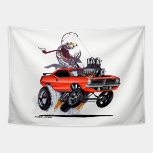 FISH TAILIN 1970 'cuda Orange Tapestry