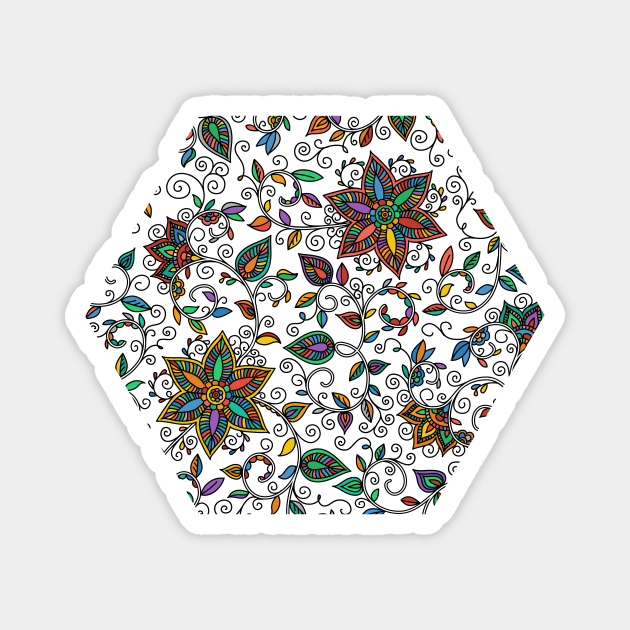 Floral doodle pattern Magnet by kavalenkava