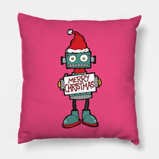 Merry Christmas - Stupid Cute Robot #1 Pillow