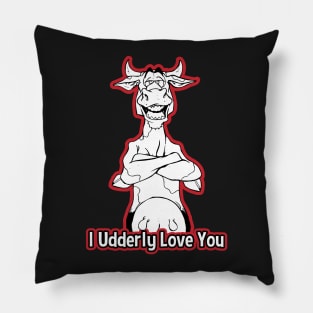 I Udderly Love You Funny Valentines Day Cow Pillow