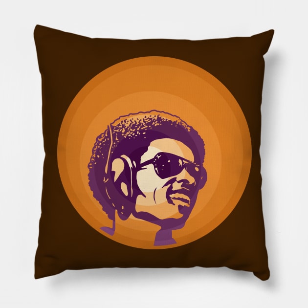 Stevie Wonder (Orange/Purple) Pillow by PlaidDesign