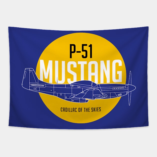P-51 Mustang: Cadillac of The Skies Tapestry by Blue Gingko Designs LLC