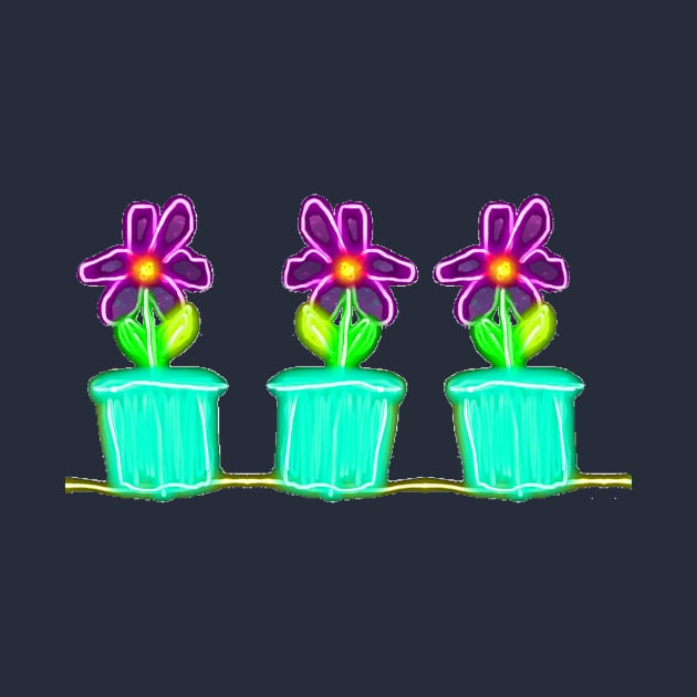 Neon Potted Flowers by Amanda1775