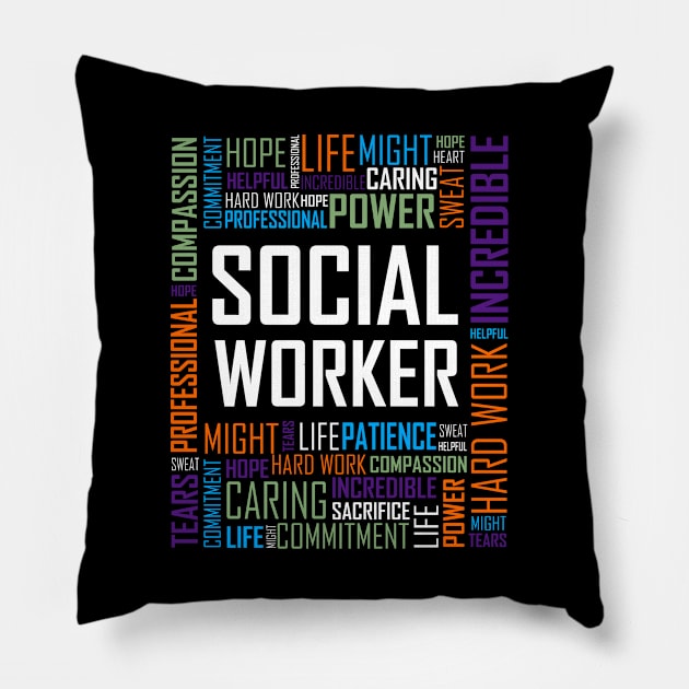 Social Work Words Pillow by LetsBeginDesigns