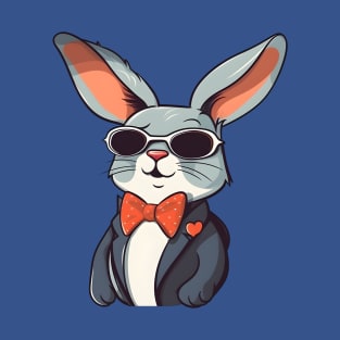 Dapper Bunny in a Suit, Bow Tie, and Sunglasses T-Shirt