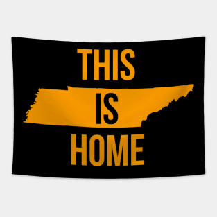 Orange Tennessee State Outline Tennessee Saying This Is Home Tapestry