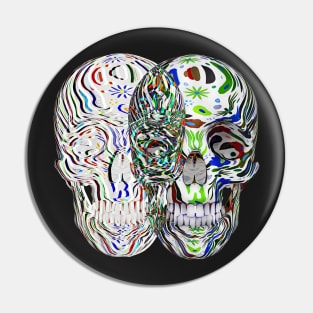 Abstract flower Skull (art1) Pin