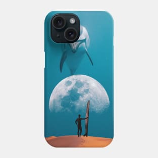 Dolphin and the moon Phone Case