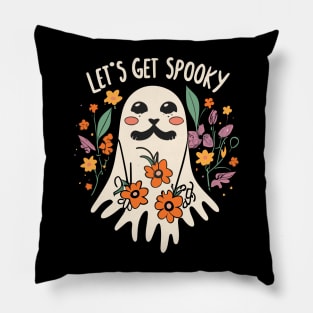 Halloween 'let's get spooky' colorful ghost Pillow