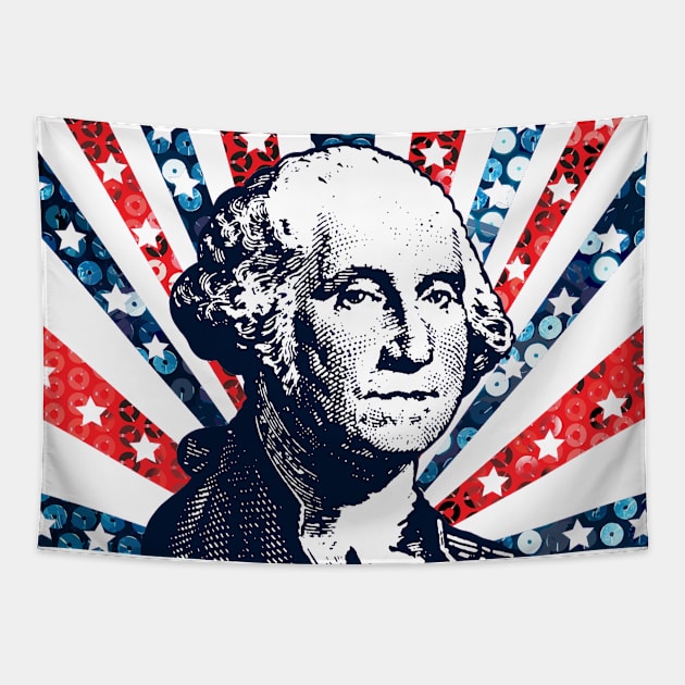 sequin print george washington Tapestry by gossiprag