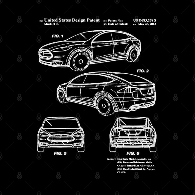 Tesla Model X Patent White by Luve