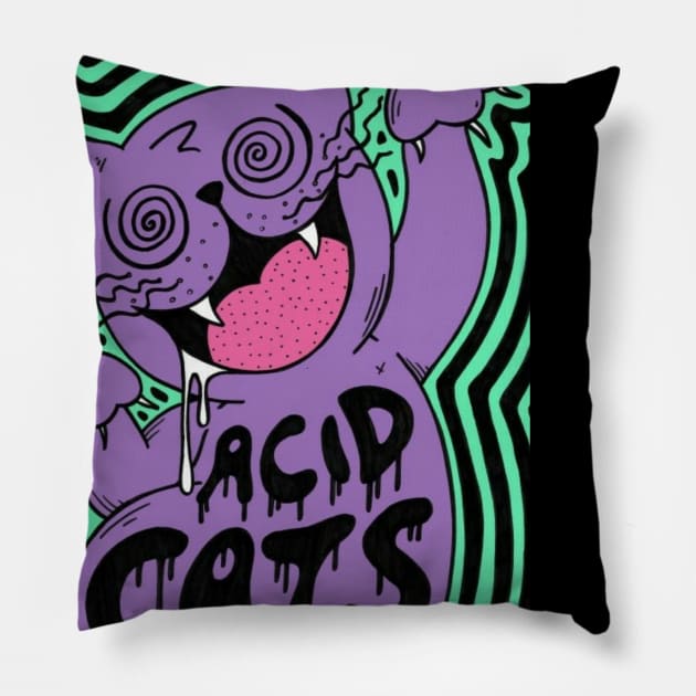 Acid cat Pillow by aisyahks