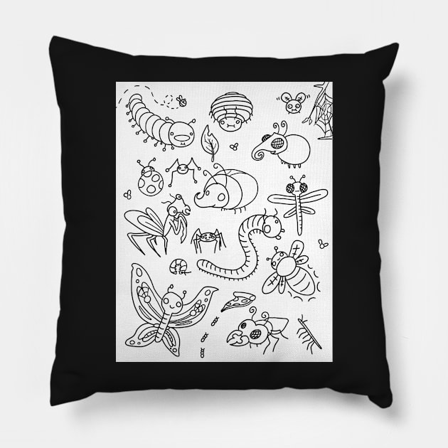 Bugz Coloring Page Pillow by plotDriving-NPC