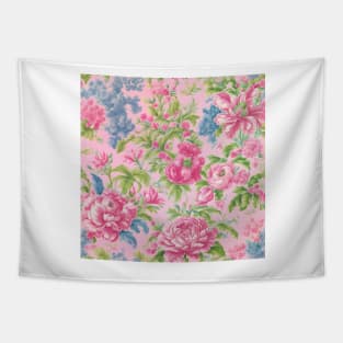 French toile flowers on pink Tapestry