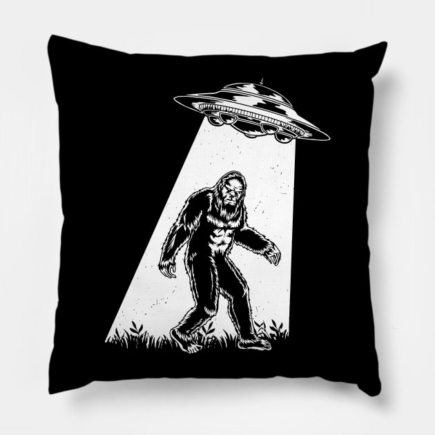 Bigfoot UFO Abduction Vintage Bigfoot Believer Pillow by HCMGift