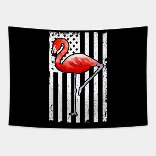 Flamingo Bird American Flag Gift Tapestry