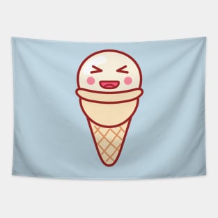 Laughing Ice Cream Emoji Tapestry