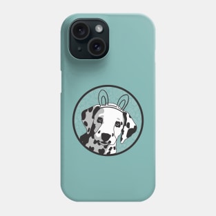 Dalmatian Puppy Head with Bunny Ears in Easter Circle Phone Case