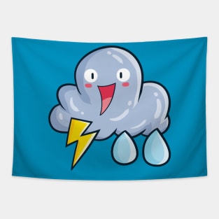 Cute thunder rain cloud Tapestry