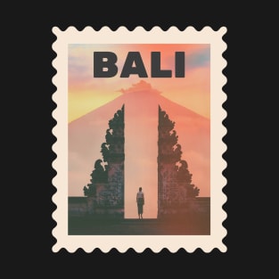 Bali Indonesia Postcard Stamp Design with Travel Photograph T-Shirt