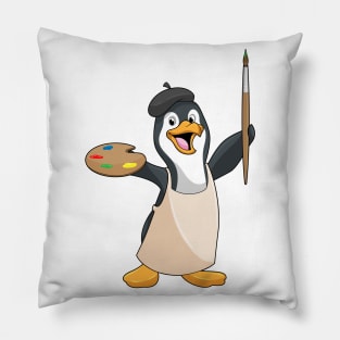 Penguin as Painter with Paint brush & Colour Pillow