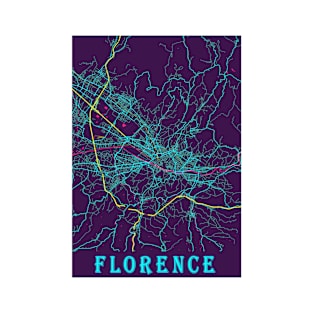 Florence Neon City Map, Florence Minimalist City Map Art Print T-Shirt