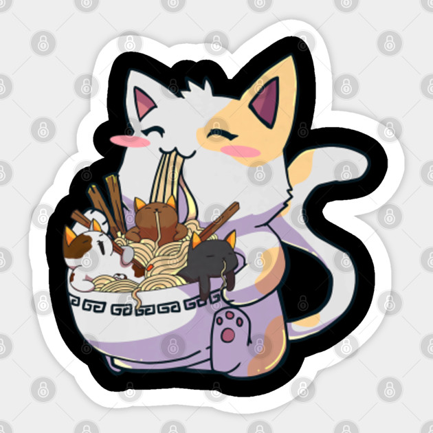 Kawaii Neko Cat Ramen Bowl Anime Japanese Noodles Premium Kawaii Neko Cat Ramen Bowl Anime Japane Pegatina Teepublic Mx