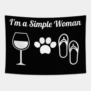 I'm a Simple Woman - Dog Mom Funny Wine Tapestry