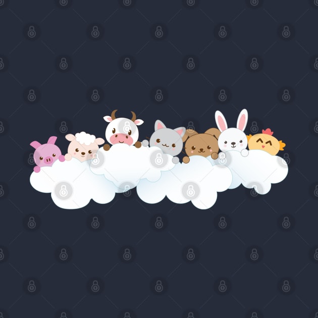 Baby Animals Chilling on a Cloud by Zennic Designs