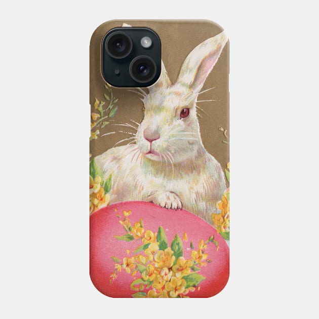 Antique Easter Postcard Rabbit Bunny Pink Egg Flowers Phone Case by Jim N Em Designs