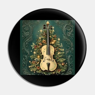 Christmas Violin With Beautiful Filigree Pin