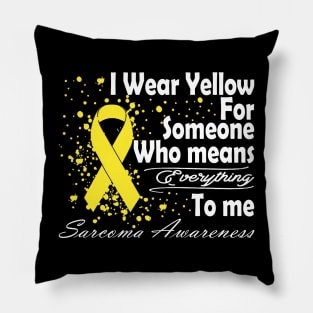 I Wear Yellow Sarcoma Cancer Yellow Ribbon Awareness Pillow