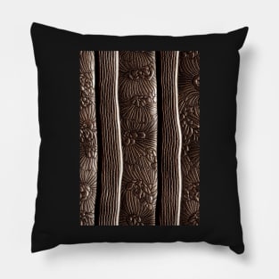 Dark Brown Ornamental Leather Stripes, natural and ecological leather print #45 Pillow