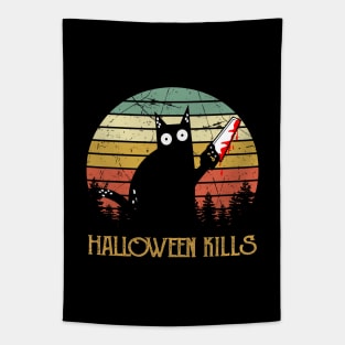 Vintage Cat Kills Halloween Christmas Gift Tapestry