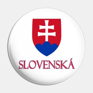 Slovakia - Coat of Arms Design (Slovak Text) Pin