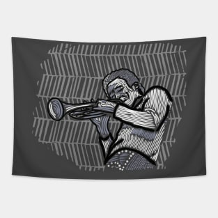 Miles Davis Legendary Jazz Trumpet Player Linocut Style Original Design T-Shirt - Gift for Vinyl Collector, Jazz Fan or Musician Tapestry