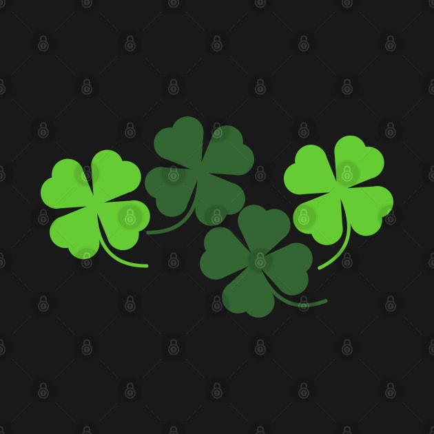 Four Leaf Clover Lucky Shamrocks in Black by Kelly Gigi