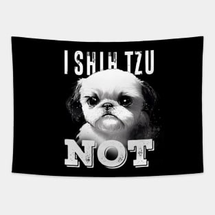 I Shih Tzu Not No. 2: A Very Cute Shih Tzu Dog on a Dark Background Tapestry