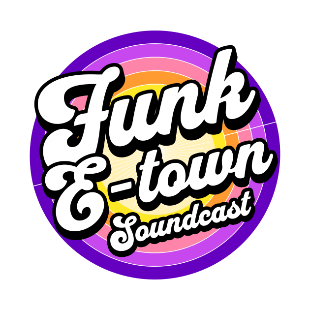 FUNK E-TOWN SOUNDCAST  - Staged Gradient Logo (purple/gold) by DISCOTHREADZ 